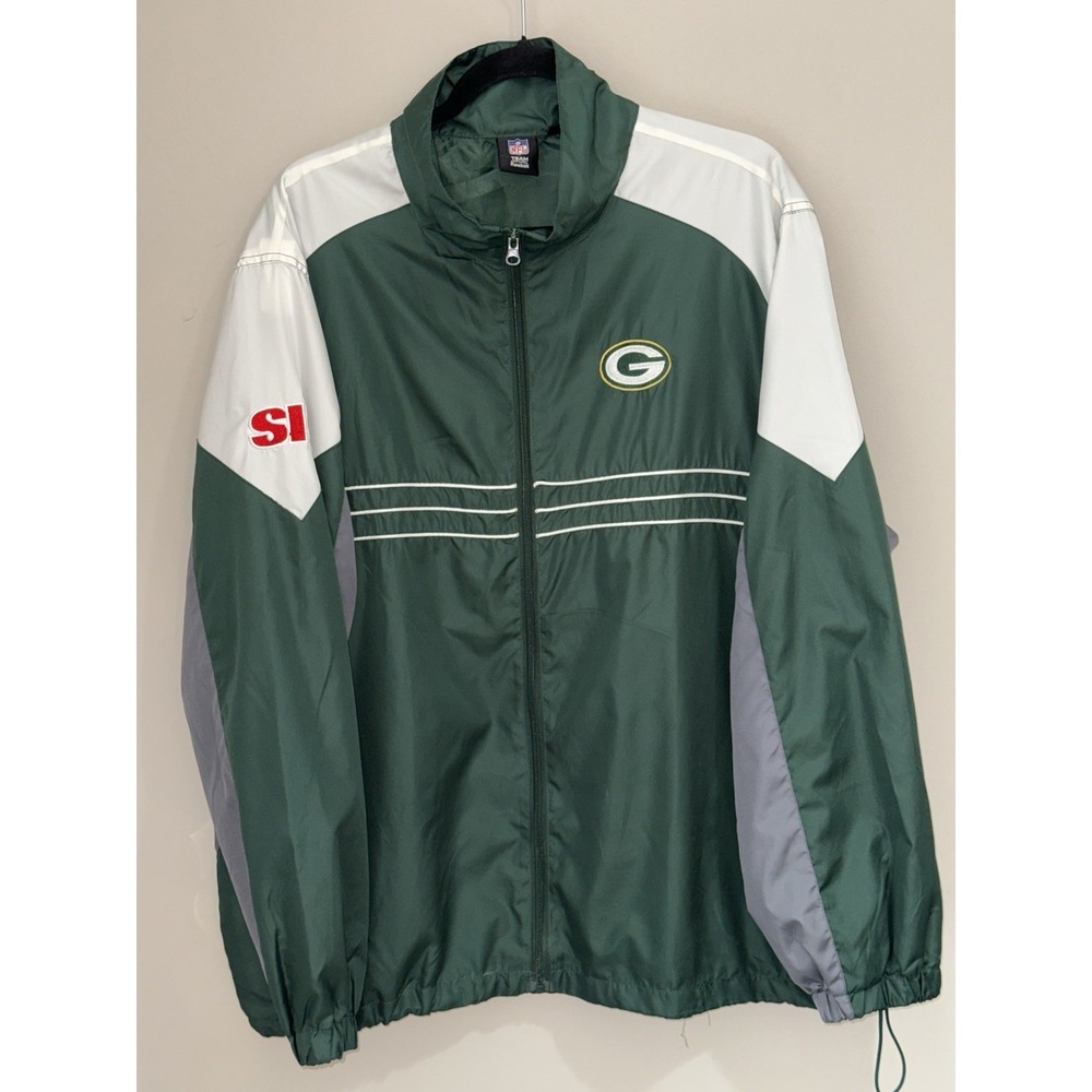 Reebok Green Bay Packers Windbreaker Adult XL Jacket NFL Full Zip Green Vintage